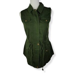 Sweet Wanderer Green Utility Floral Vest Small